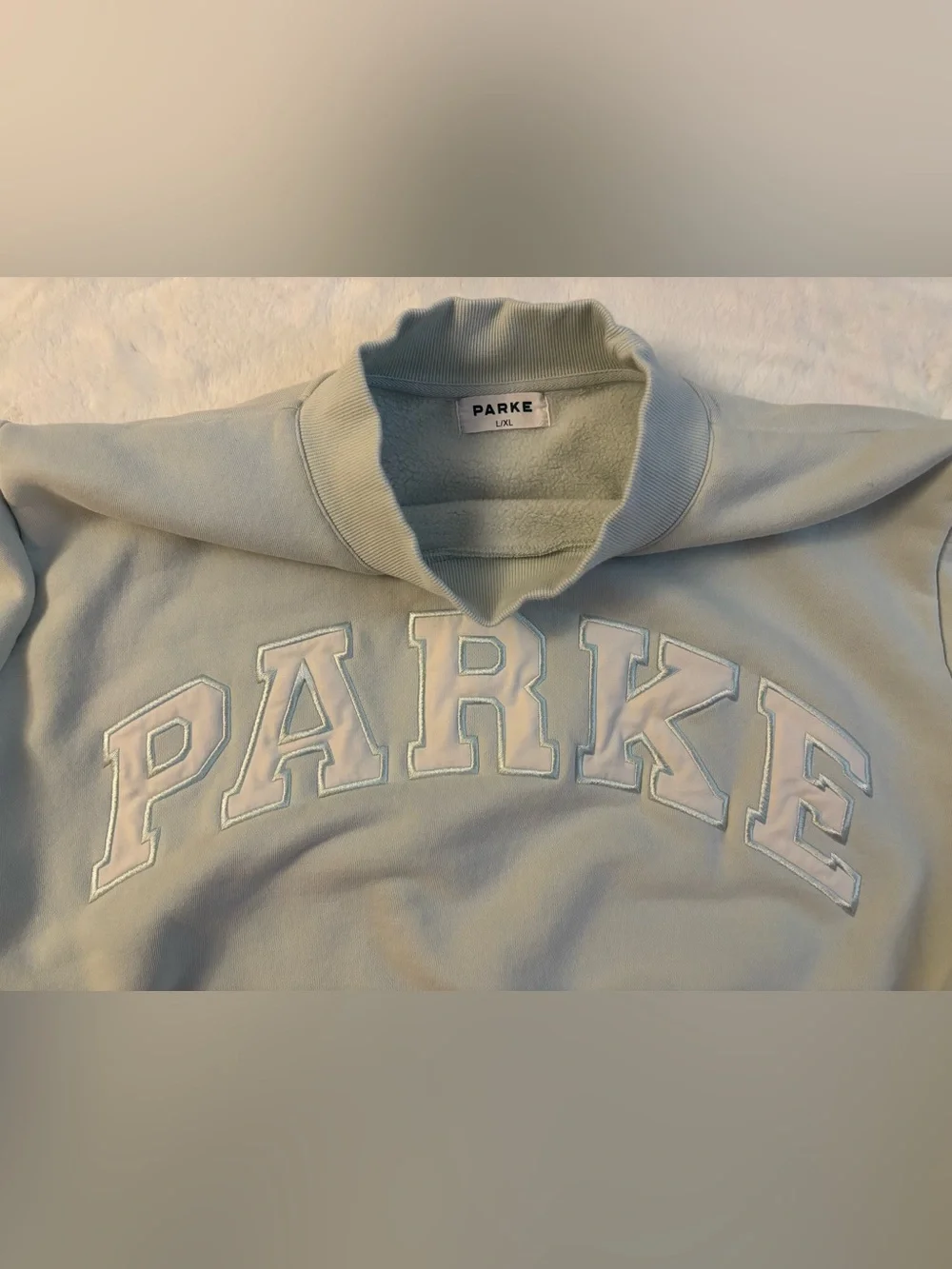 Parke Bridal Varsity Mockneck - Pale Blue + White L/XL - Picture 7 of 9